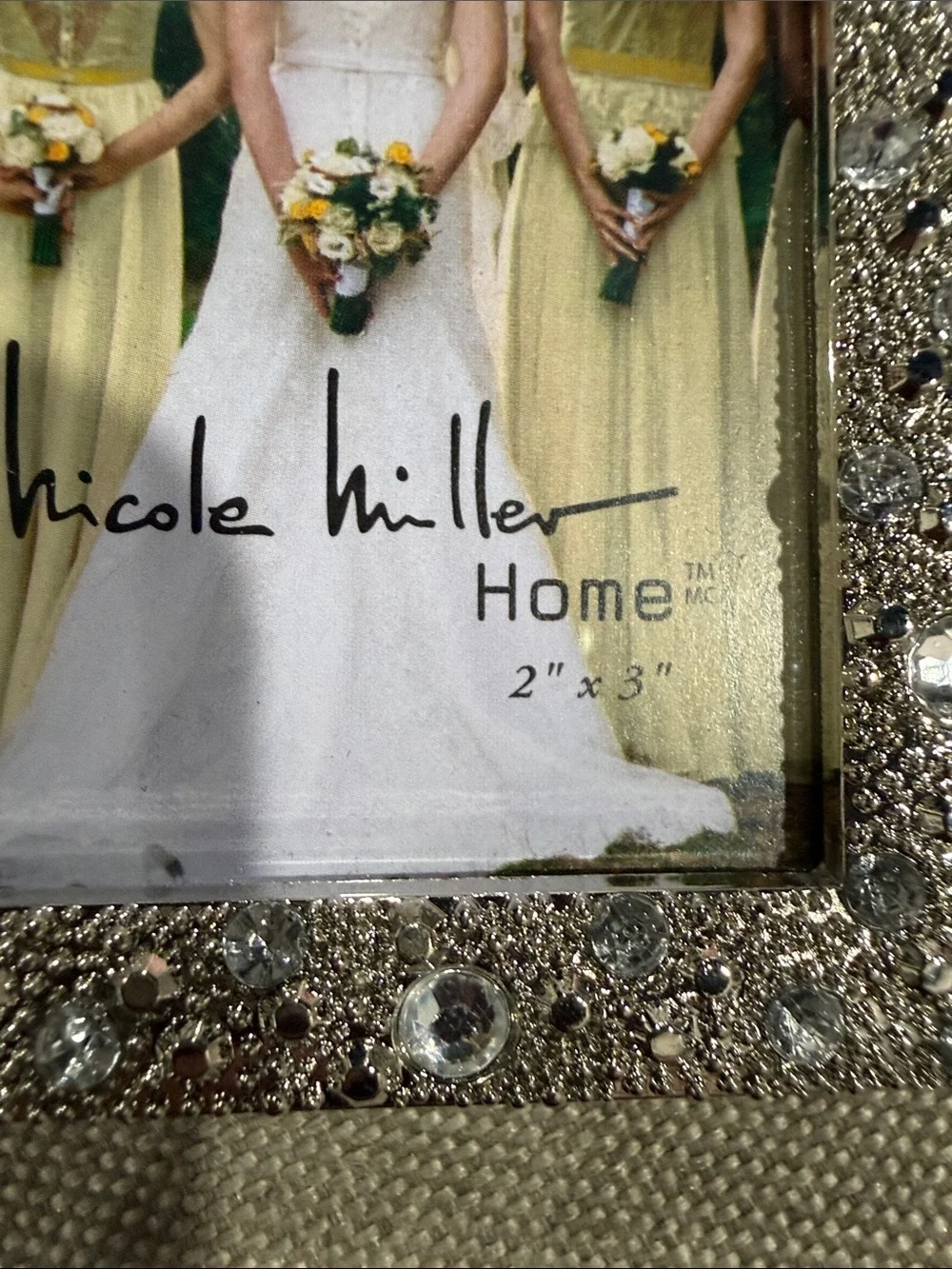 Nicole Miller mini Sparkling Silver Crystal Photo Frame 2x3 inches.